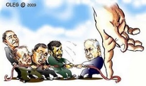 Caricatura editorial del artista israelí Oleg Schwartzburg.